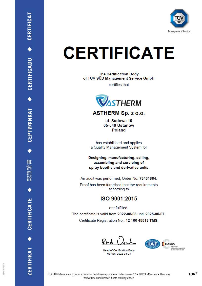 Certyfikat Astherm